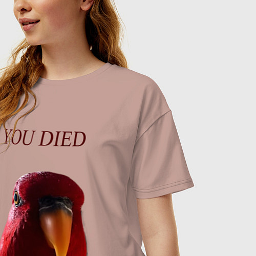 Женская футболка оверсайз Красный попугай / Пыльно-розовый – фото 3