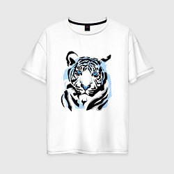 Женская футболка оверсайз Line Blue Tiger