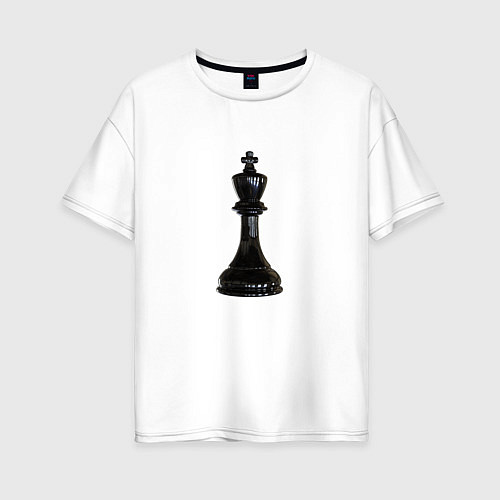Женская футболка оверсайз Шахматная фигура Чёрный король / Белый – фото 1