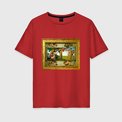 Футболка оверсайз женская Michelangelo & Covid 1, цвет: красный
