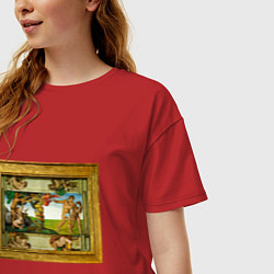 Футболка оверсайз женская Michelangelo & Covid 1, цвет: красный — фото 2