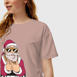 Футболка оверсайз женская Santa Gangster, цвет: пыльно-розовый — фото 2