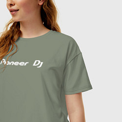 Футболка оверсайз женская Pioneer DJ - Logo White, цвет: авокадо — фото 2