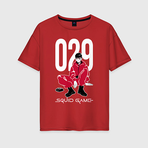 Женская футболка оверсайз Squid game: guard 029 / Красный – фото 1