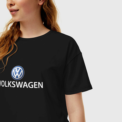 Женская футболка оверсайз VOLKSWAGEN LOGO / Черный – фото 3
