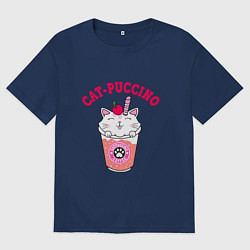 Футболка оверсайз женская Pink CatPuccino, цвет: тёмно-синий