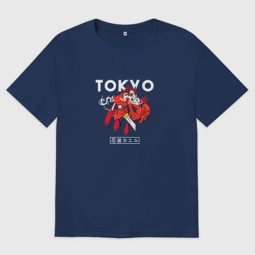 Женская футболка оверсайз TOKYO STYLE / Тёмно-синий – фото 1
