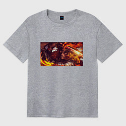 Футболка оверсайз женская Взгляд Ренгоку Клинок рассекающий демонов, цвет: меланж