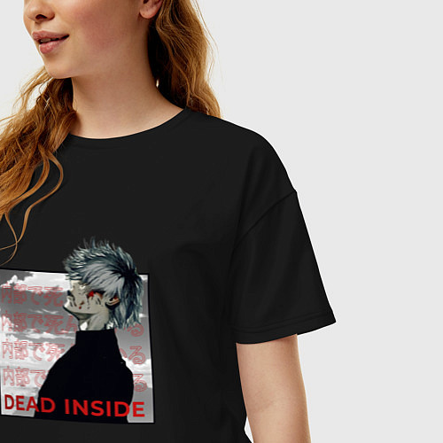 Женская футболка оверсайз Dead Inside Ghoul Manga / Черный – фото 3