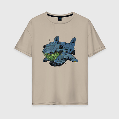 Женская футболка оверсайз Жаба - капитан подводной лодки / Миндальный – фото 1