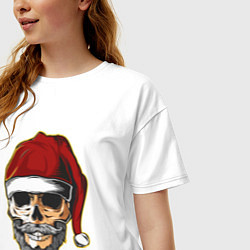 Футболка оверсайз женская Santa Skull, цвет: белый — фото 2