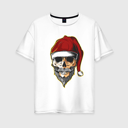 Женская футболка оверсайз Santa Skull / Белый – фото 1