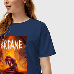 Футболка оверсайз женская Джинкс объятая пламенем Аркейн Лига легенд, цвет: тёмно-синий — фото 2