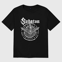 Футболка оверсайз женская Белый логотип Sabaton, цвет: черный