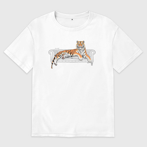 Женская футболка оверсайз Тигр Символ Нового 2022 года / Белый – фото 1