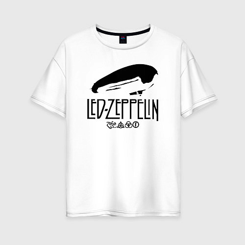 Женская футболка оверсайз Дирижабль Led Zeppelin с лого участников / Белый – фото 1