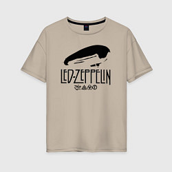 Футболка оверсайз женская Дирижабль Led Zeppelin с лого участников, цвет: миндальный