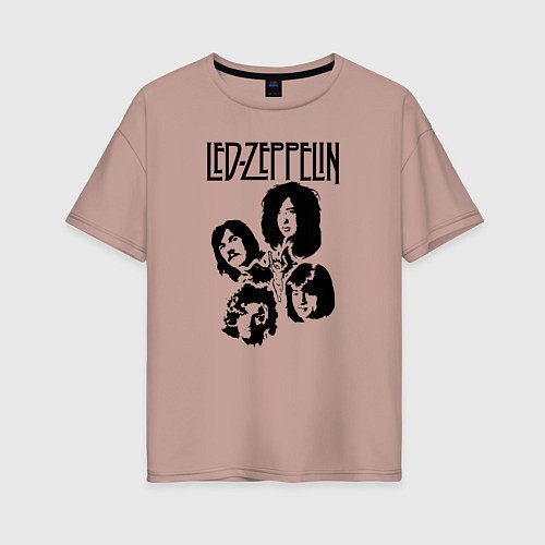 Женская футболка оверсайз Участники группы Led Zeppelin / Пыльно-розовый – фото 1