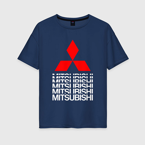 Женская футболка оверсайз MITSUBISHI МИЦУБИСИ МИТСУБИСИ МИЦУБИШИ LOGO STYLE / Тёмно-синий – фото 1