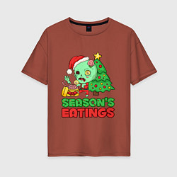 Женская футболка оверсайз Christmas Zombie