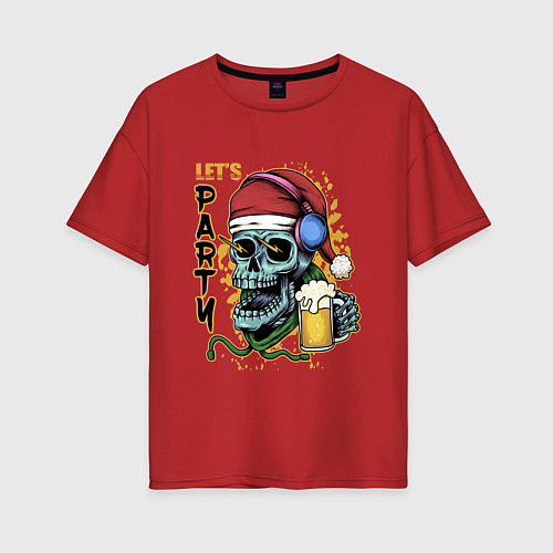 Женская футболка оверсайз Skull Santa / Красный – фото 1