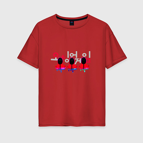Женская футболка оверсайз Игра кальмара Охрана / Красный – фото 1