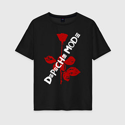 Женская футболка оверсайз Depeche Mode красная роза