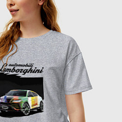 Футболка оверсайз женская Lamborghini Urus - это очень круто!, цвет: меланж — фото 2