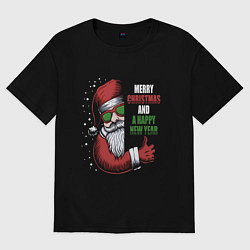 Футболка оверсайз женская Merry Christmas and Happy New Year!, цвет: черный