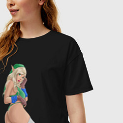 Футболка оверсайз женская Link girl from Legen of Zelda, цвет: черный — фото 2