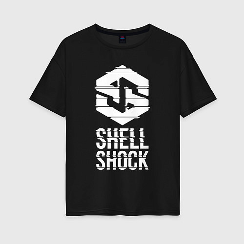 Женская футболка оверсайз SHLSHK Glitched Logo Collection / Черный – фото 1