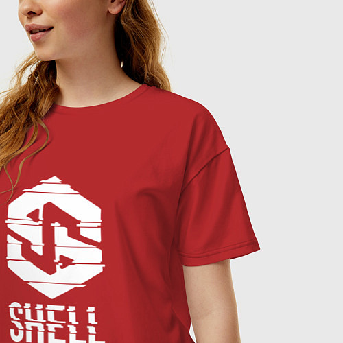 Женская футболка оверсайз SHLSHK Glitched Logo Collection / Красный – фото 3