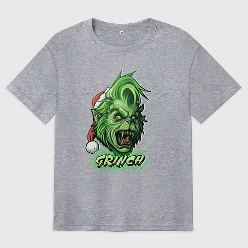 Женская футболка оверсайз Гринч - похититель Рождества / Меланж – фото 1