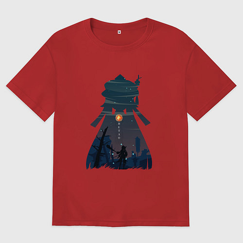 Женская футболка оверсайз Hu Tao Ху Тао / Красный – фото 1