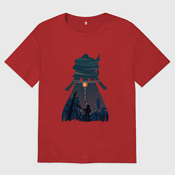 Футболка оверсайз женская Hu Tao Ху Тао, цвет: красный