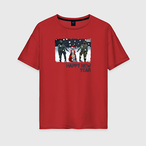 Женская футболка оверсайз Counter-Strike HNY / Красный – фото 1