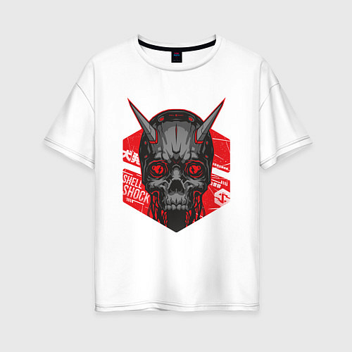 Женская футболка оверсайз SHLSHK Cyber Skull Collection / Белый – фото 1