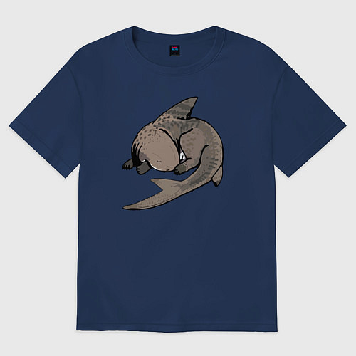 Женская футболка оверсайз Спящая акула / Тёмно-синий – фото 1
