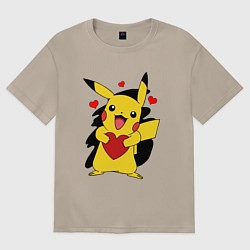 Женская футболка оверсайз ПИКАЧУ И СЕРДЕЧКО POKENON PIKACHU LOVE