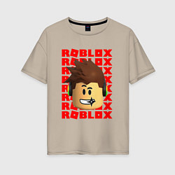 Женская футболка оверсайз ROBLOX RED LOGO LEGO FACE