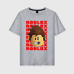 Футболка оверсайз женская ROBLOX RED LOGO LEGO FACE, цвет: меланж