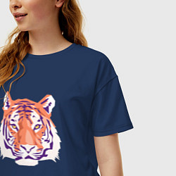 Футболка оверсайз женская Тигра оранжевый, цвет: тёмно-синий — фото 2