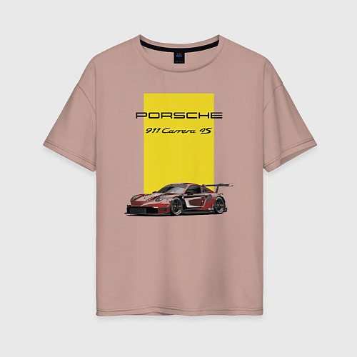 Женская футболка оверсайз Porsche Carrera 4S Motorsport / Пыльно-розовый – фото 1