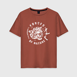 Женская футболка оверсайз Тигр Сила природы