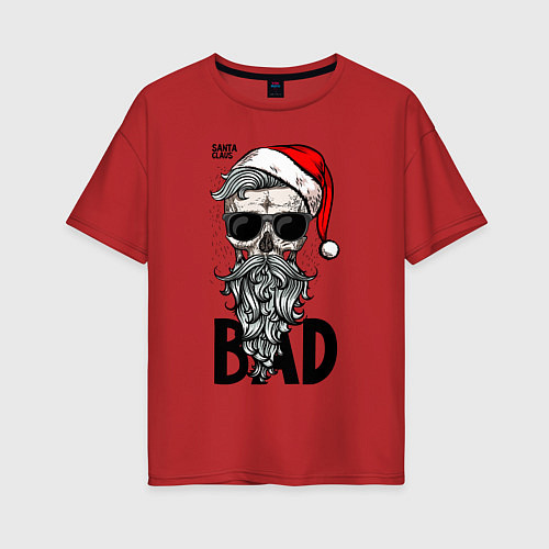 Женская футболка оверсайз SANTA CLAUS BAD / Красный – фото 1