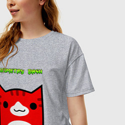 Футболка оверсайз женская Geometry Dash: Cat Skin, цвет: меланж — фото 2