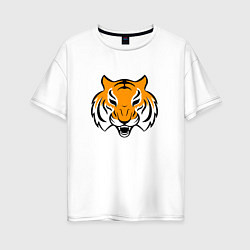 Футболка оверсайз женская Тигр логотип, цвет: белый