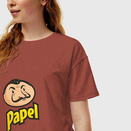 Женская футболка оверсайз Papel Face / Кирпичный – фото 3