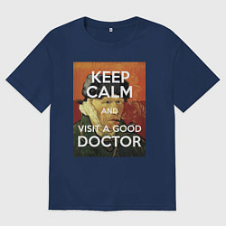 Футболка оверсайз женская Успокойся и сходи к хорошему доктору!, цвет: тёмно-синий