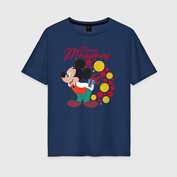 Футболка оверсайз женская Mickey Merry Mousmas, цвет: тёмно-синий